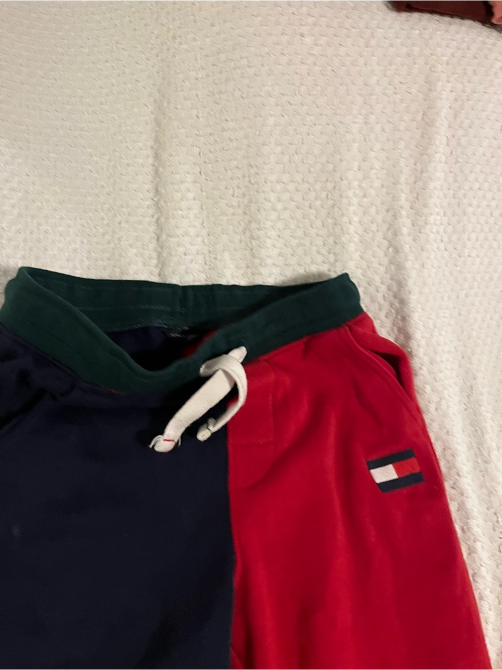 Tommy Hilfiger Kids Navy & Red Colorblock Joggers with Green Waistband